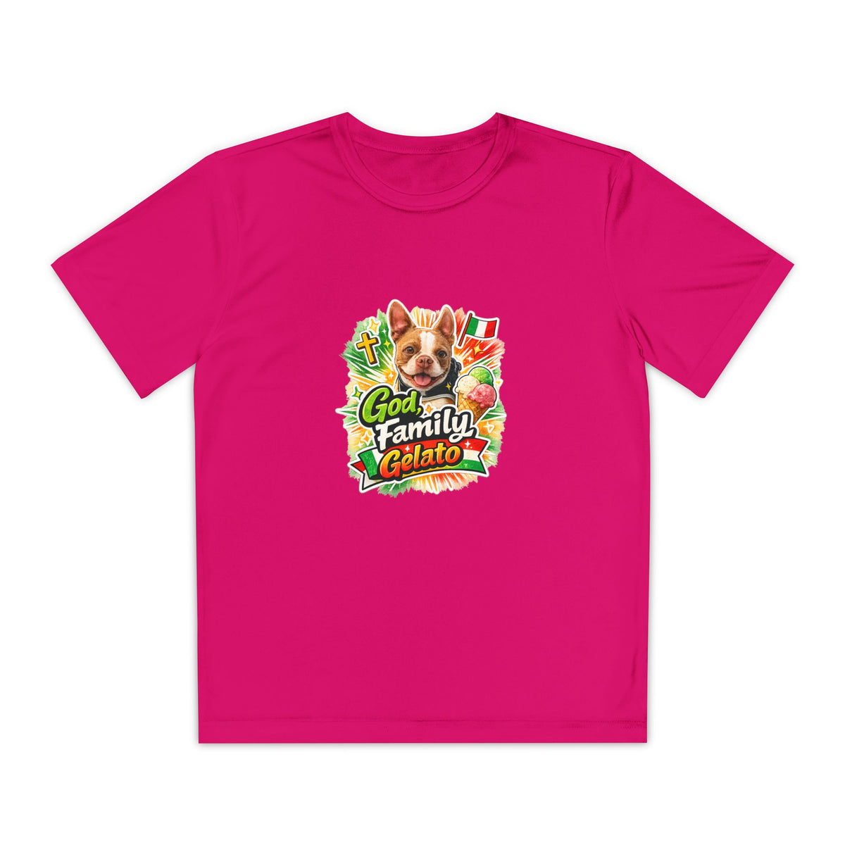 Youth Graphic Tee — 'God, Family, Gelato' Dog Logo