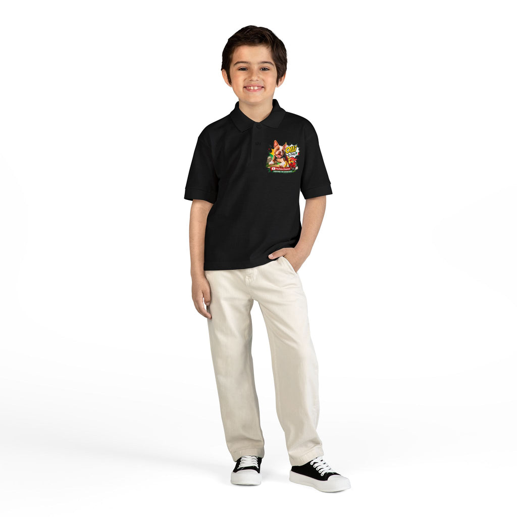 Olli the Boston Terrier In Italy DryBlend® Youth Jersey Polo