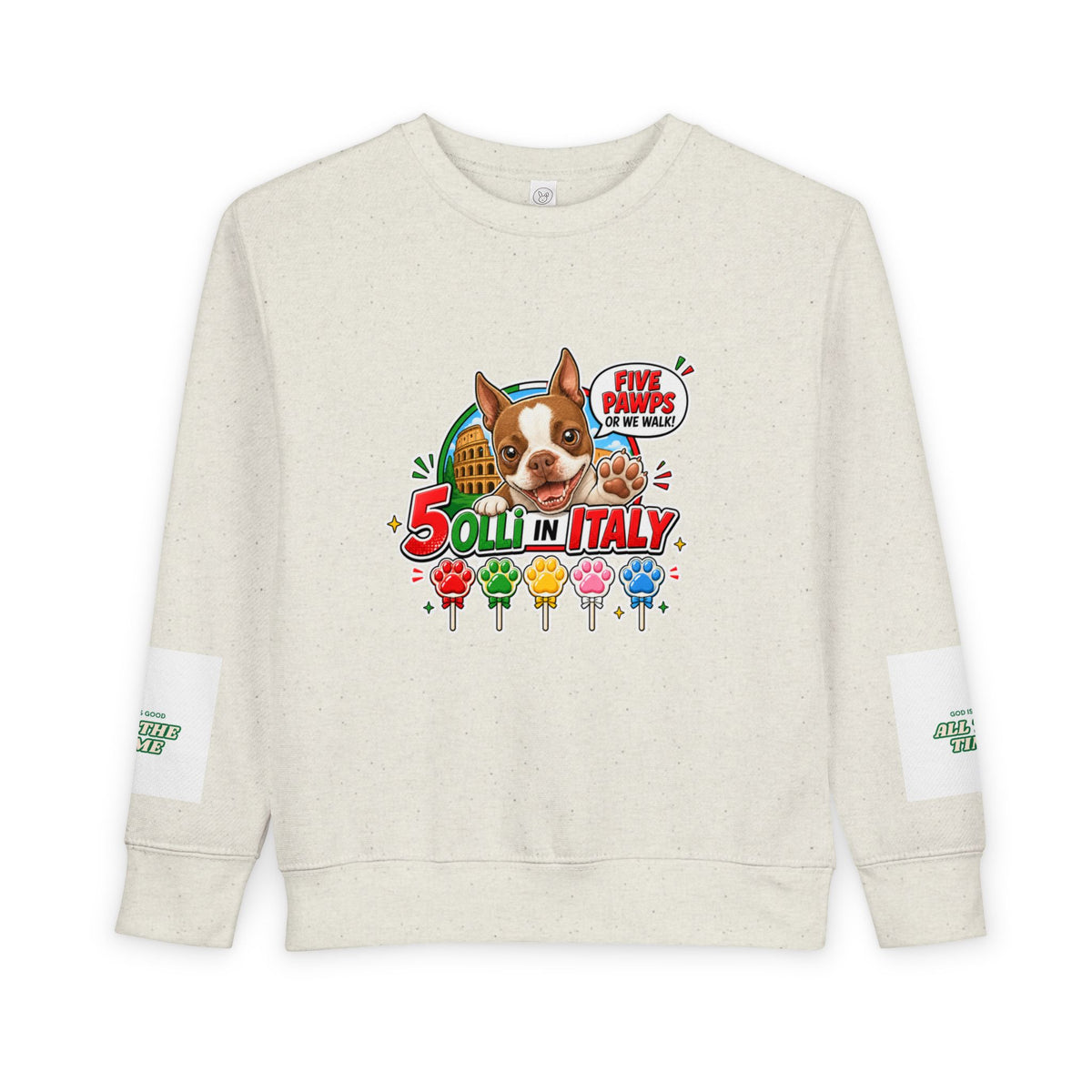Toddler Boston Terrier Italy Graphic Sweatshirt, 60/40 Cotton-Poly