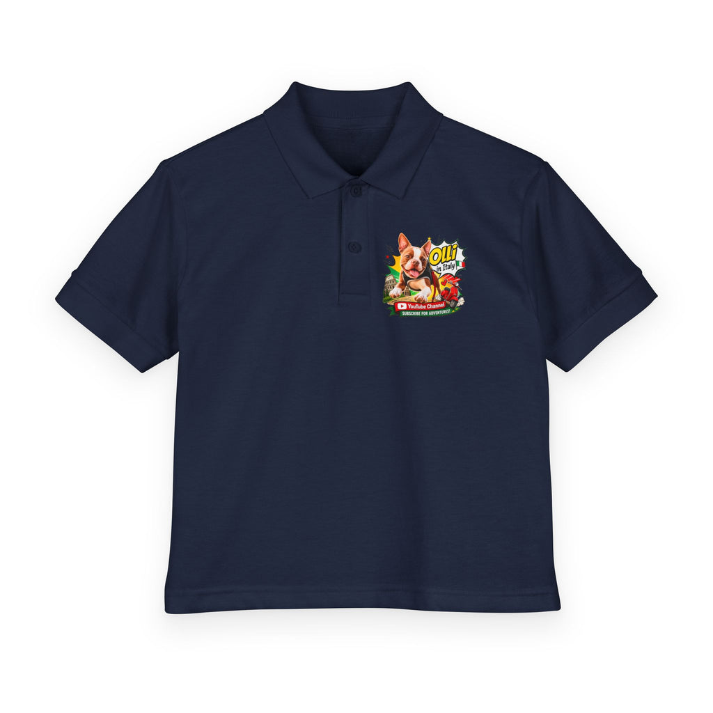 Olli the Boston Terrier In Italy DryBlend® Youth Jersey Polo