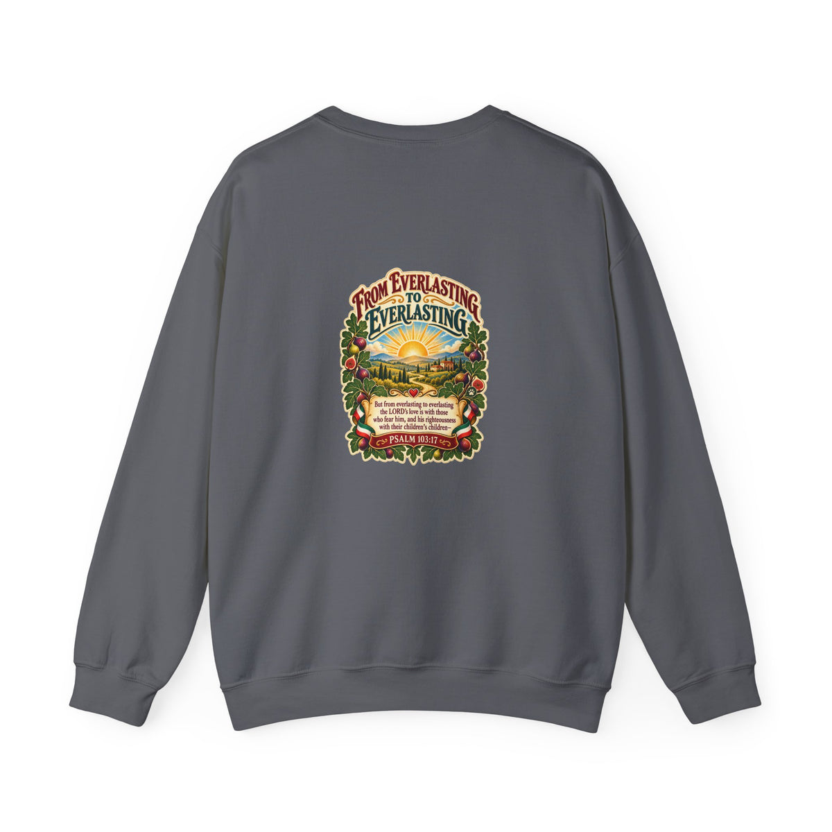 Crewneck Sweatshirt — 'From Everlasting to Everlasting' Vintage Sunrise Religious Design