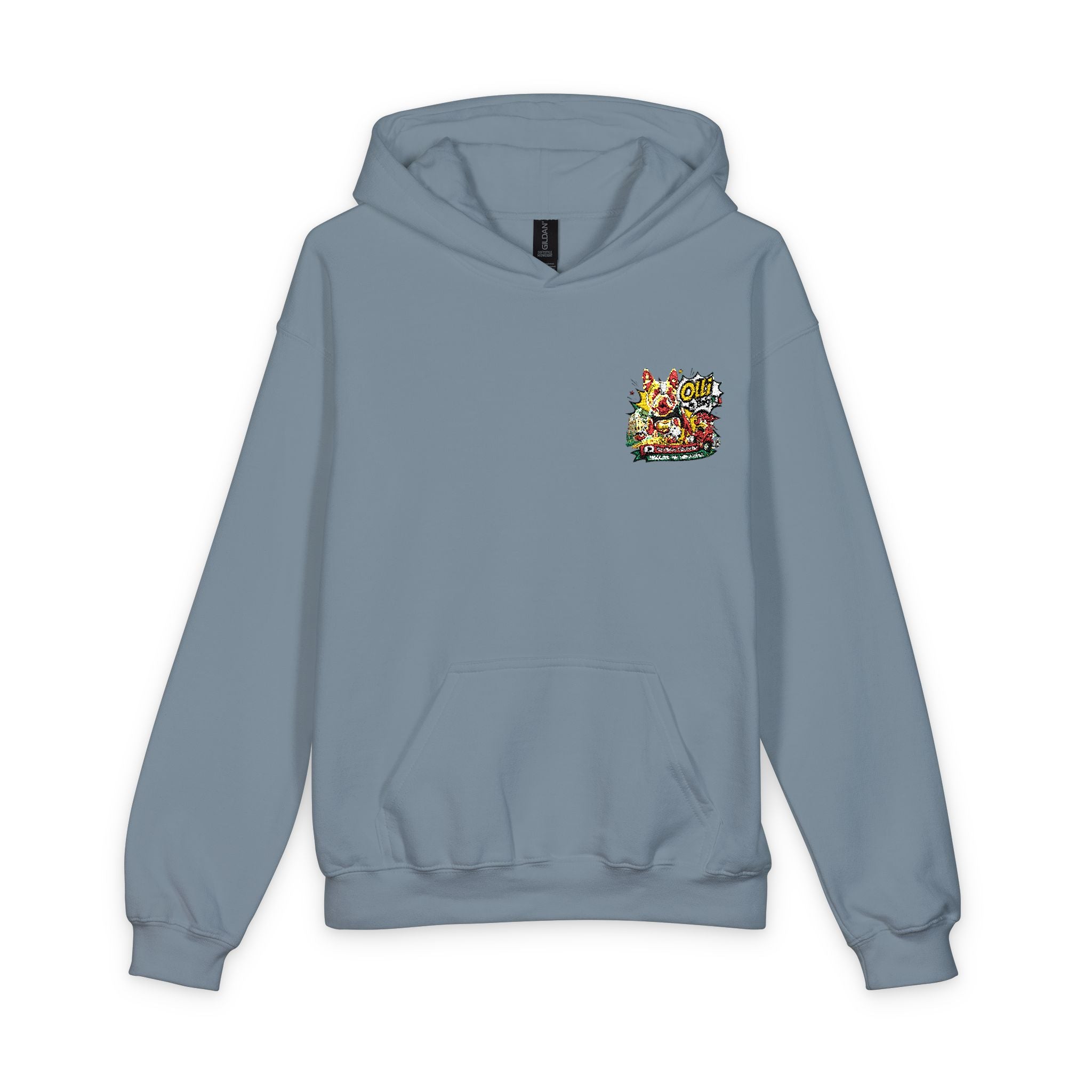 Olli the Boston Terrier Kids Hoodie with Colorful Confetti Pocket Print