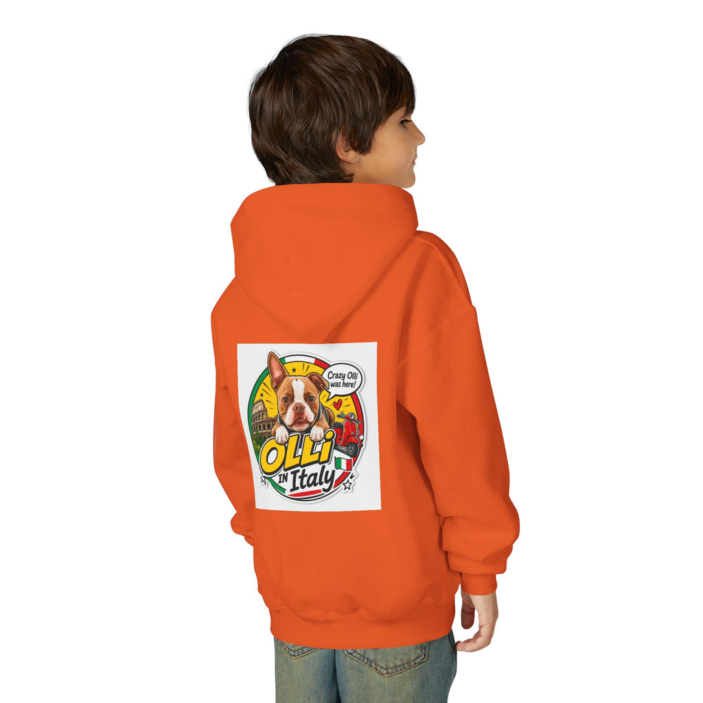 Youth Hoodie — Olli in Italy Pizza Dog Graphic Sweatshirt