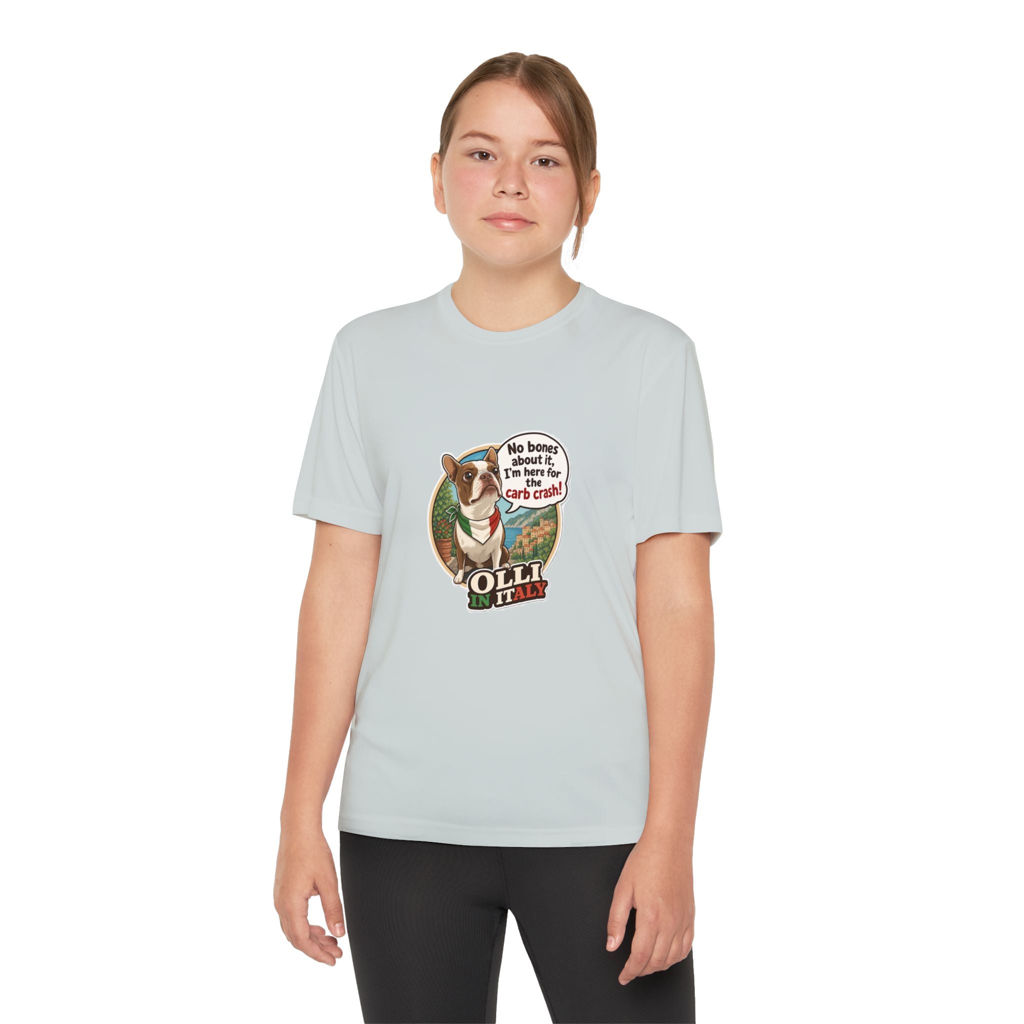Youth Competitor Tee - 'Ollie the Boston Terrier' Funny Kids Racing Shirt