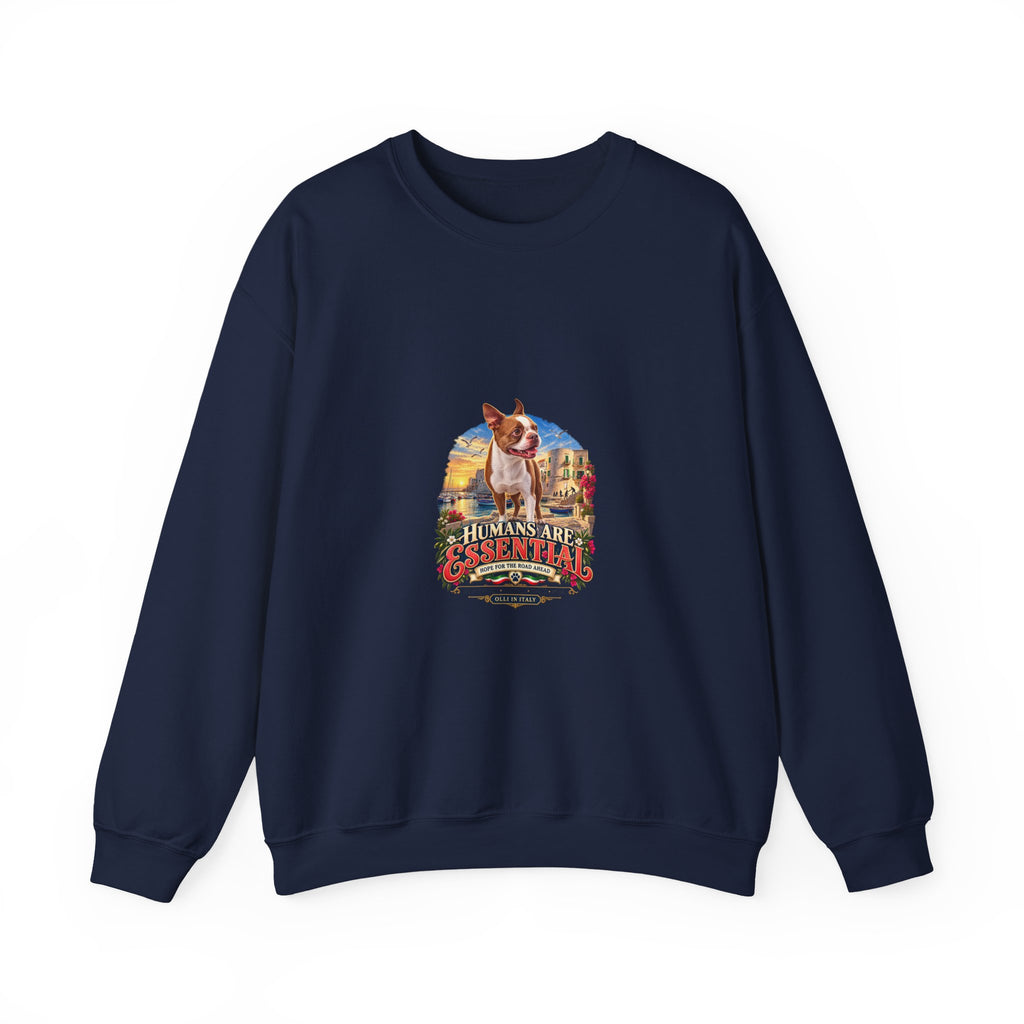 Essential Humans Crewneck Sweatshirt — Vintage Scenic 'Humans Are Essential' Design