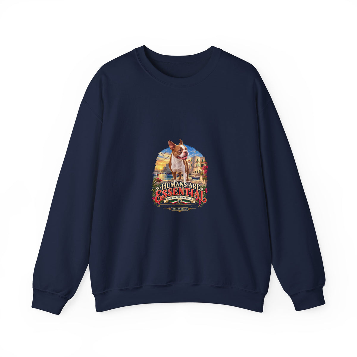 Essential Humans Crewneck Sweatshirt — Vintage Scenic 'Humans Are Essential' Design
