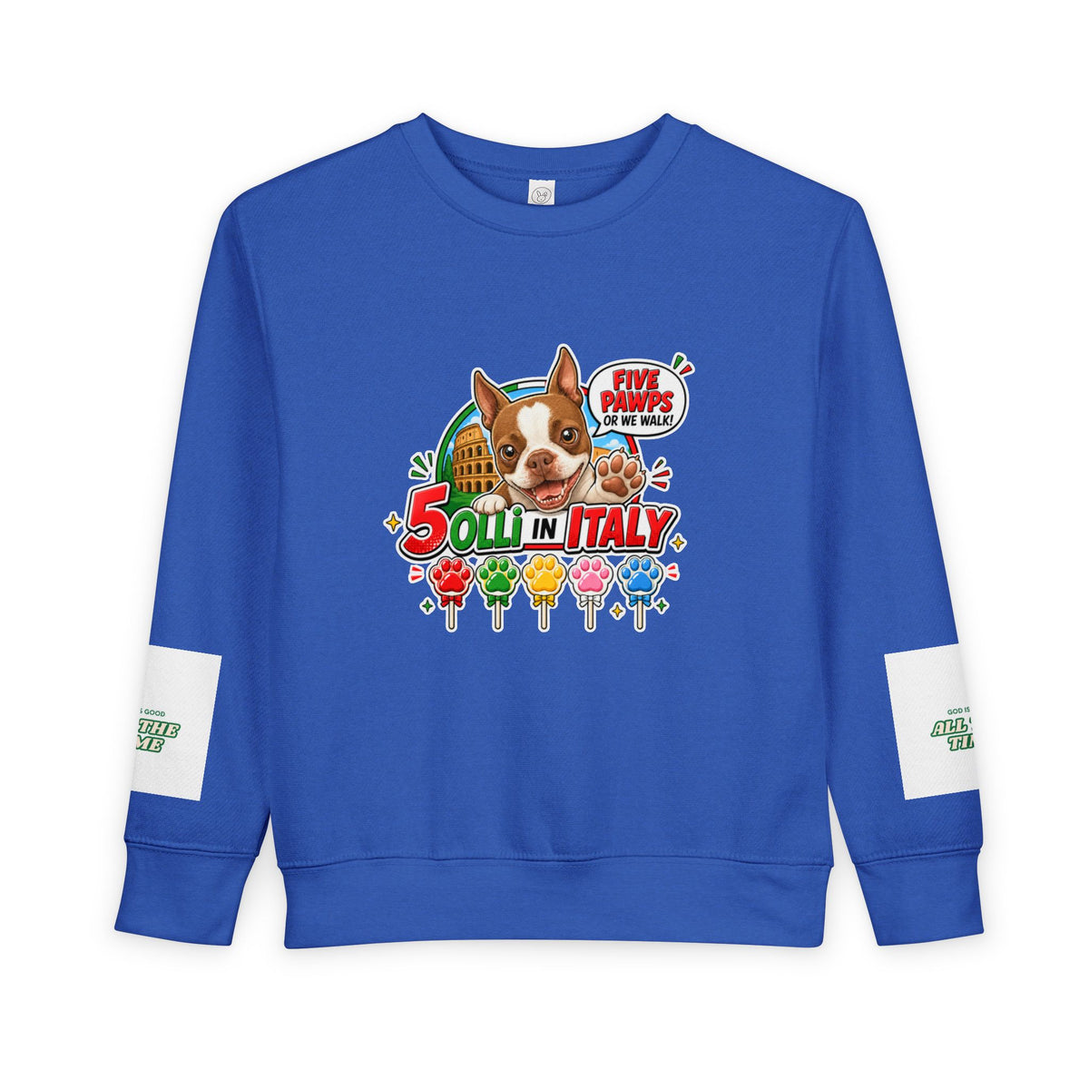 Toddler Boston Terrier Italy Graphic Sweatshirt, 60/40 Cotton-Poly