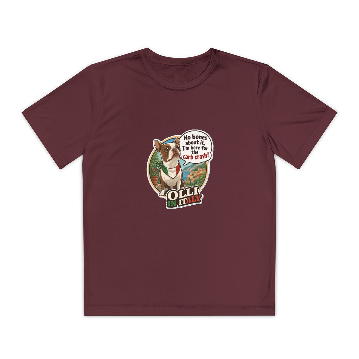 Youth Competitor Tee - 'Olli the Boston Terrier' Funny Kids Racing Shirt