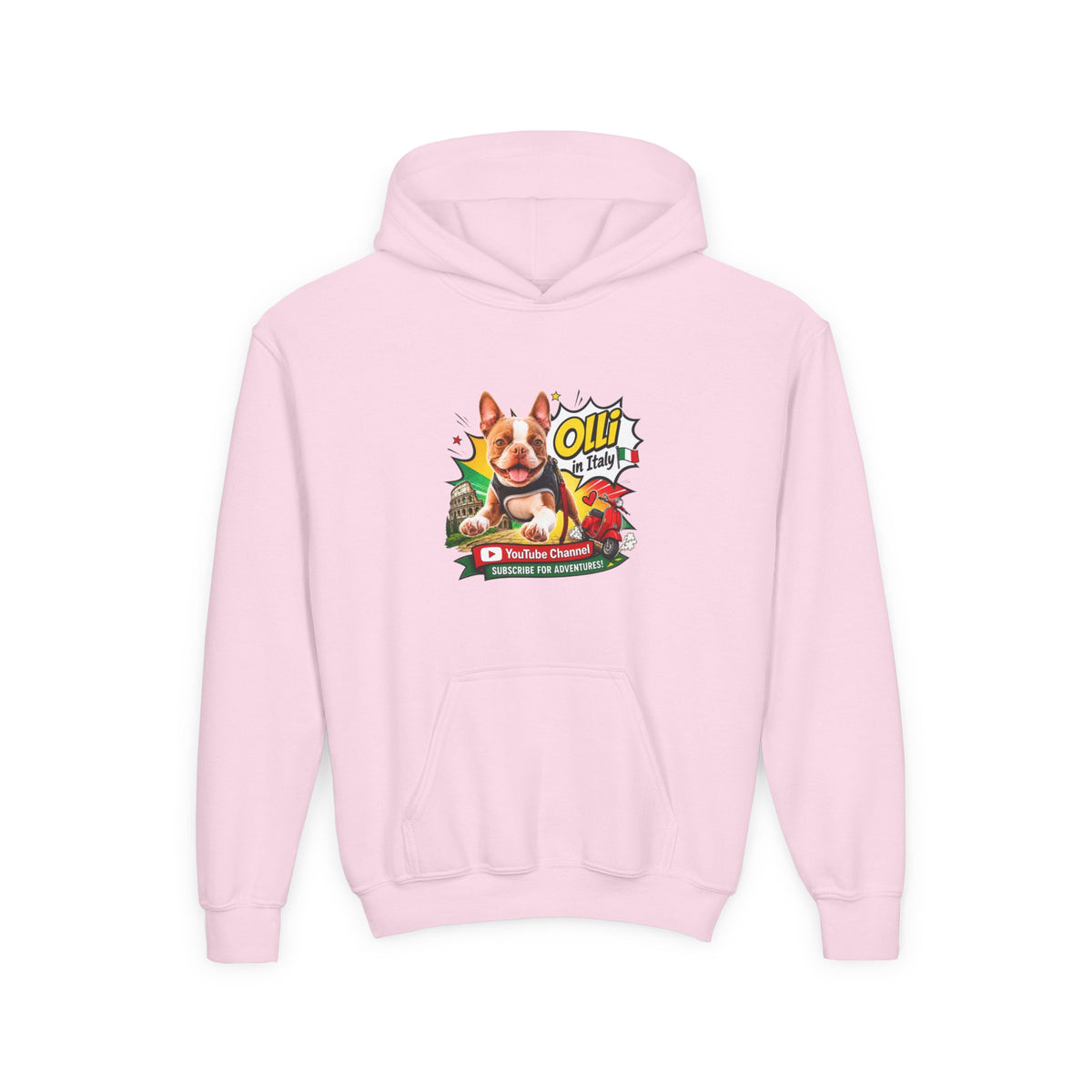 Olli the Boston Terrier Italy Youth Hoodie Pullover