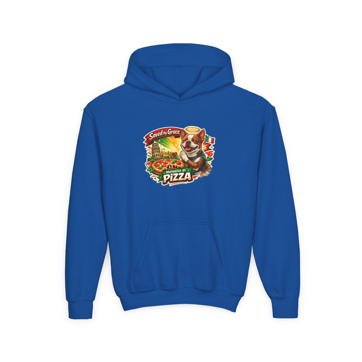 Youth Hoodie — Olli in Italy Pizza Dog Graphic Sweatshirt