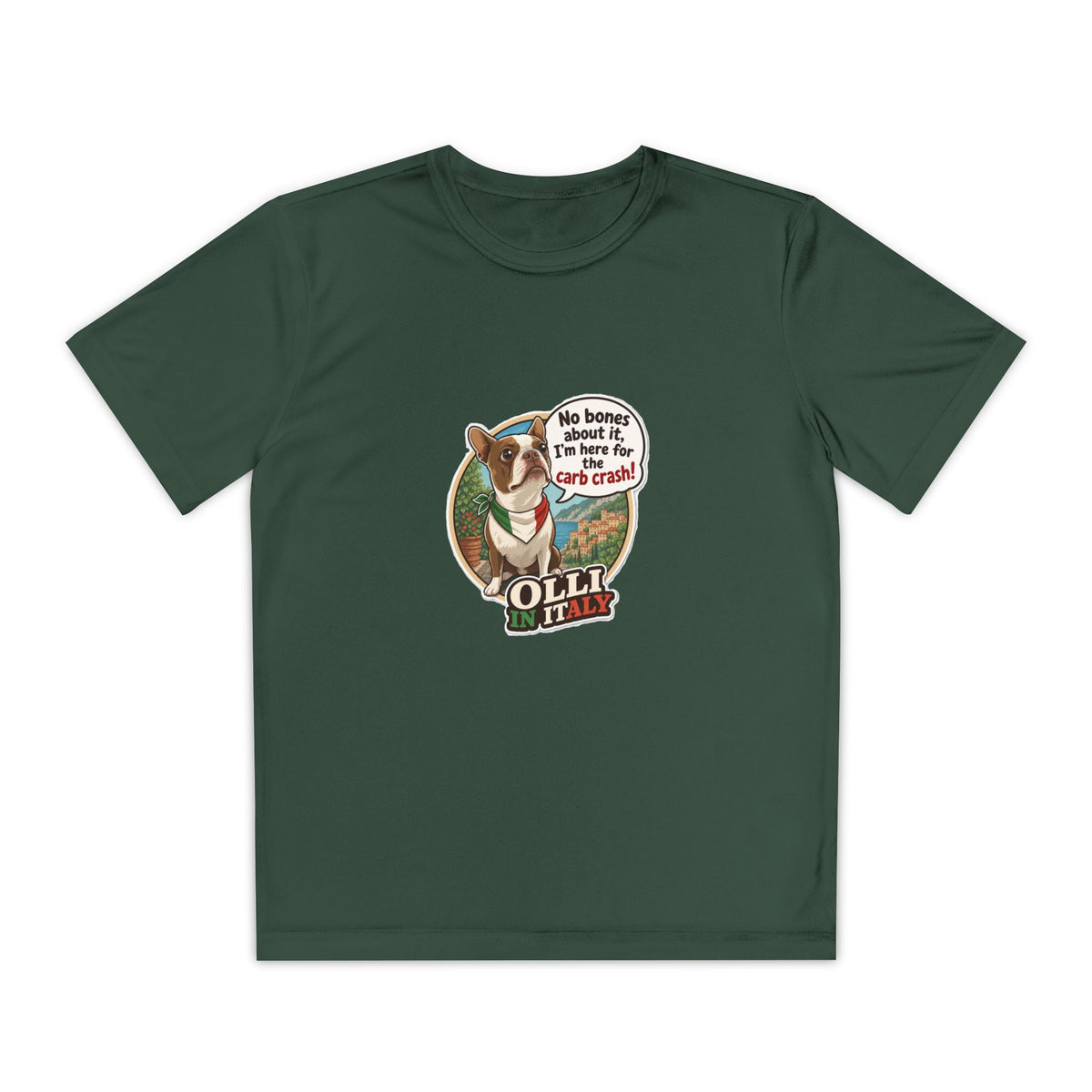 Youth Competitor Tee - 'Ollie the Boston Terrier' Funny Kids Racing Shirt
