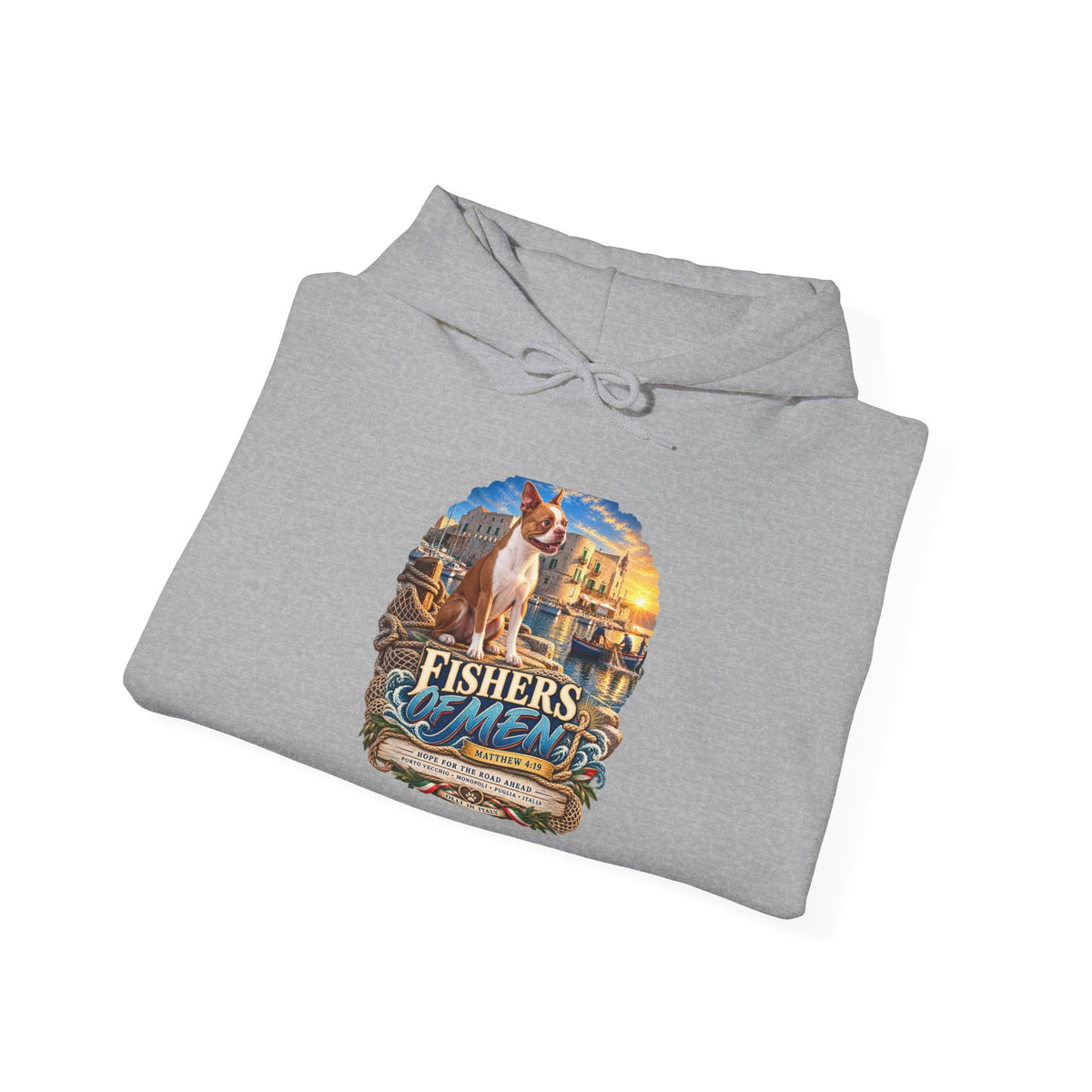 Fishing Vintage Hoodie — "Fishers of Men" Nautical Christian Graphic Sweatshirt
