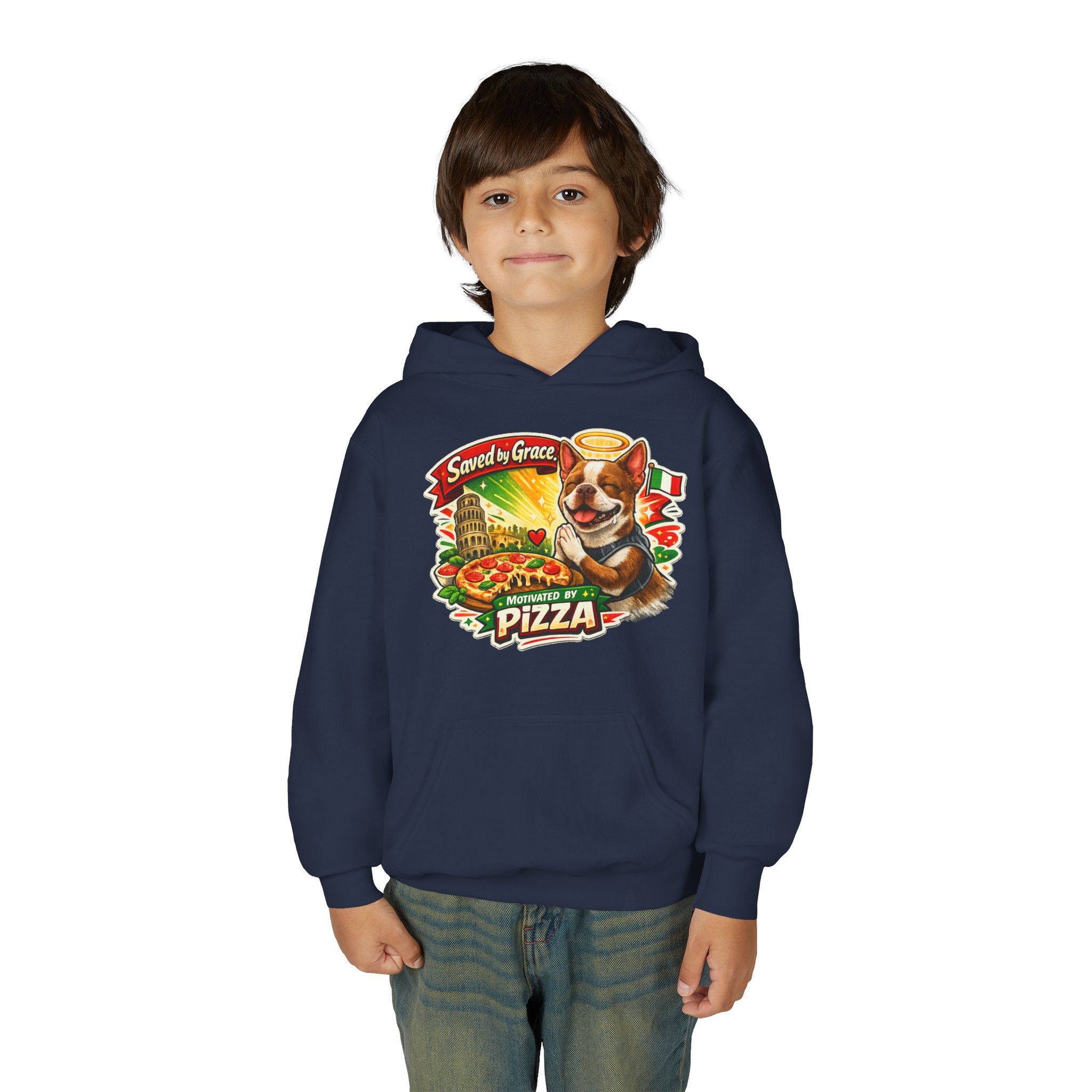 Olli the Boston Terrier Pizza Adventure Hoodie | My Nose Says This Way sweatshirt
