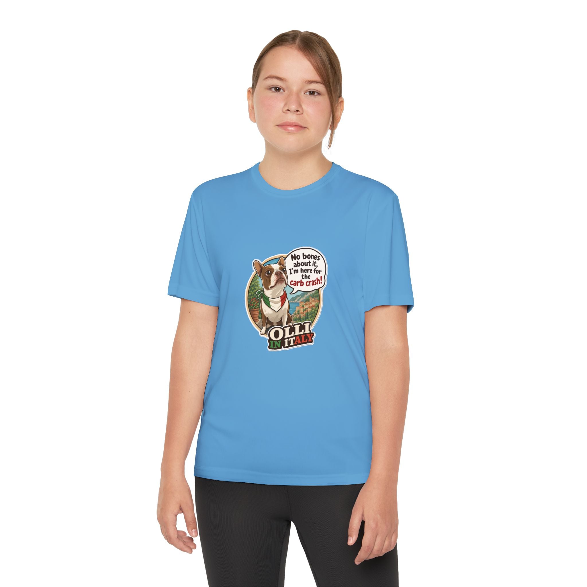 Youth Competitor Tee - 'Ollie the Boston Terrier' Funny Kids Racing Shirt
