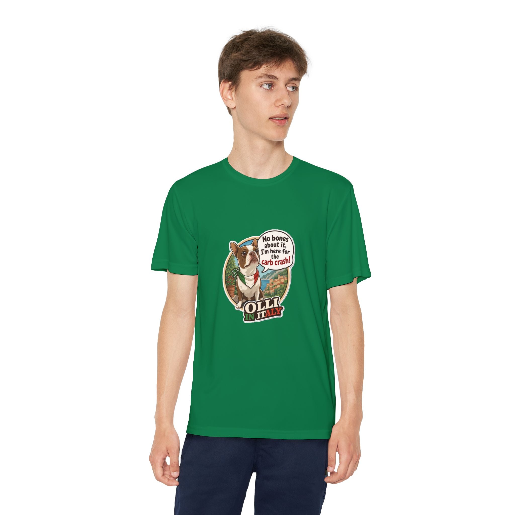 Youth Competitor Tee - 'Ollie the Boston Terrier' Funny Kids Racing Shirt