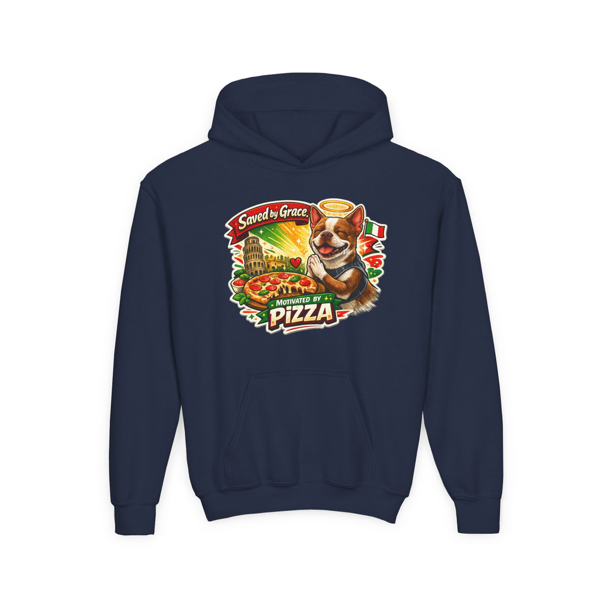Olli the Boston Terrier Pizza Adventure Hoodie | My Nose Says This Way sweatshirt