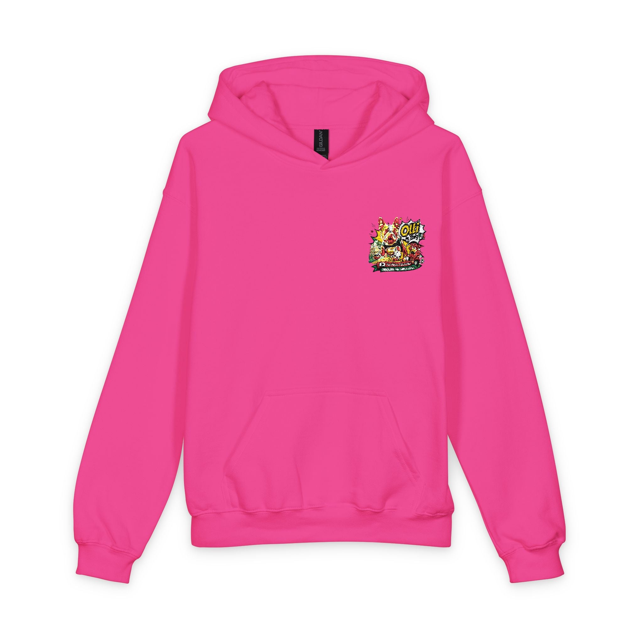 Olli the Boston Terrier Kids Hoodie with Colorful Confetti Pocket Print