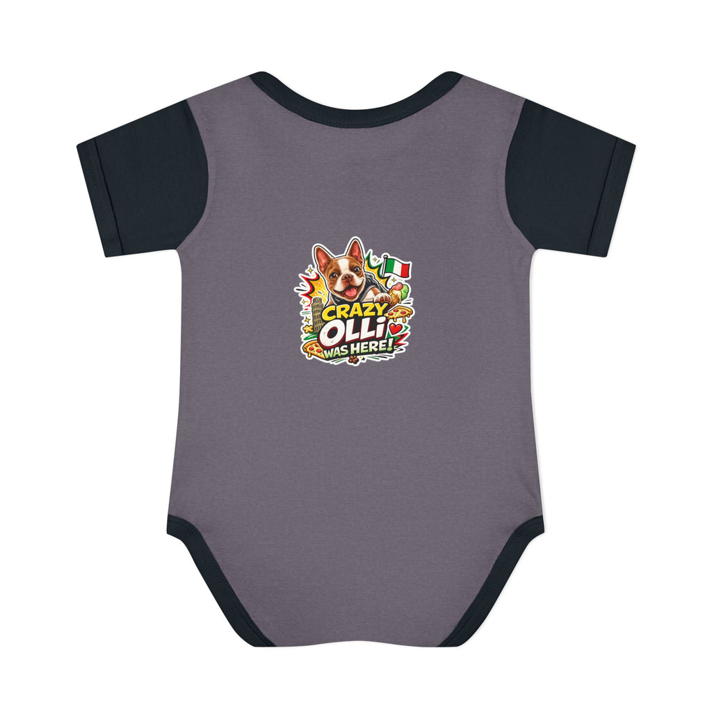 Infant Bodysuit — "My Nose Says This Way" Boston Terrier 'Olli' Baby Onesie (Front & Back Cute Dog Design)
