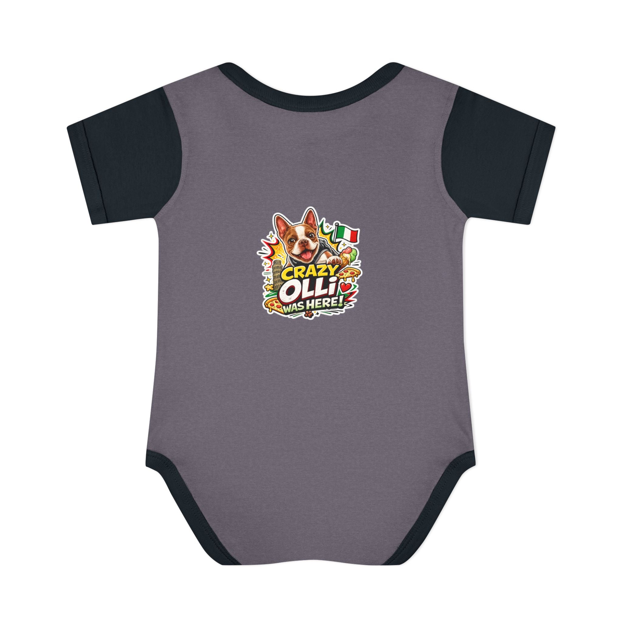 Infant Bodysuit — "My Nose Says This Way" Boston Terrier 'Olli' Baby Onesie (Front & Back Cute Dog Design)