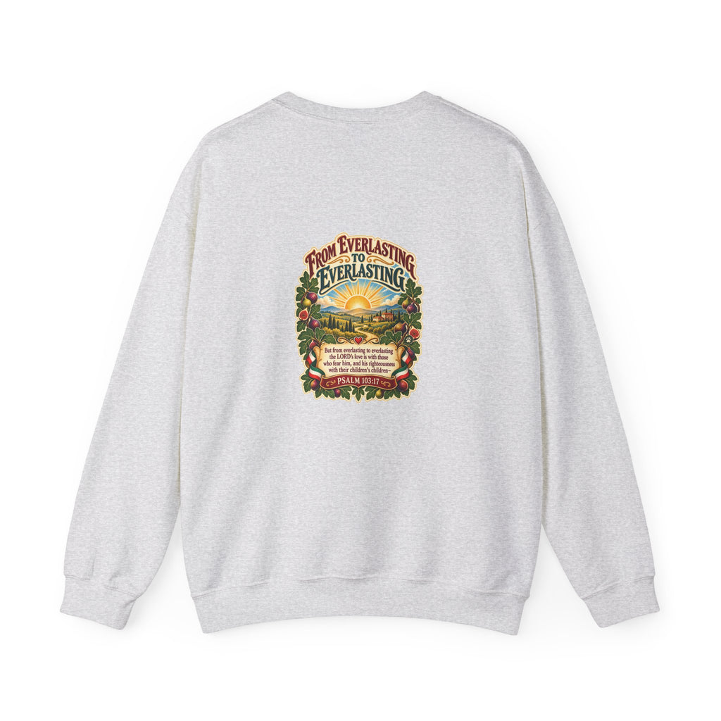 Crewneck Sweatshirt — 'From Everlasting to Everlasting' Vintage Sunrise Religious Design