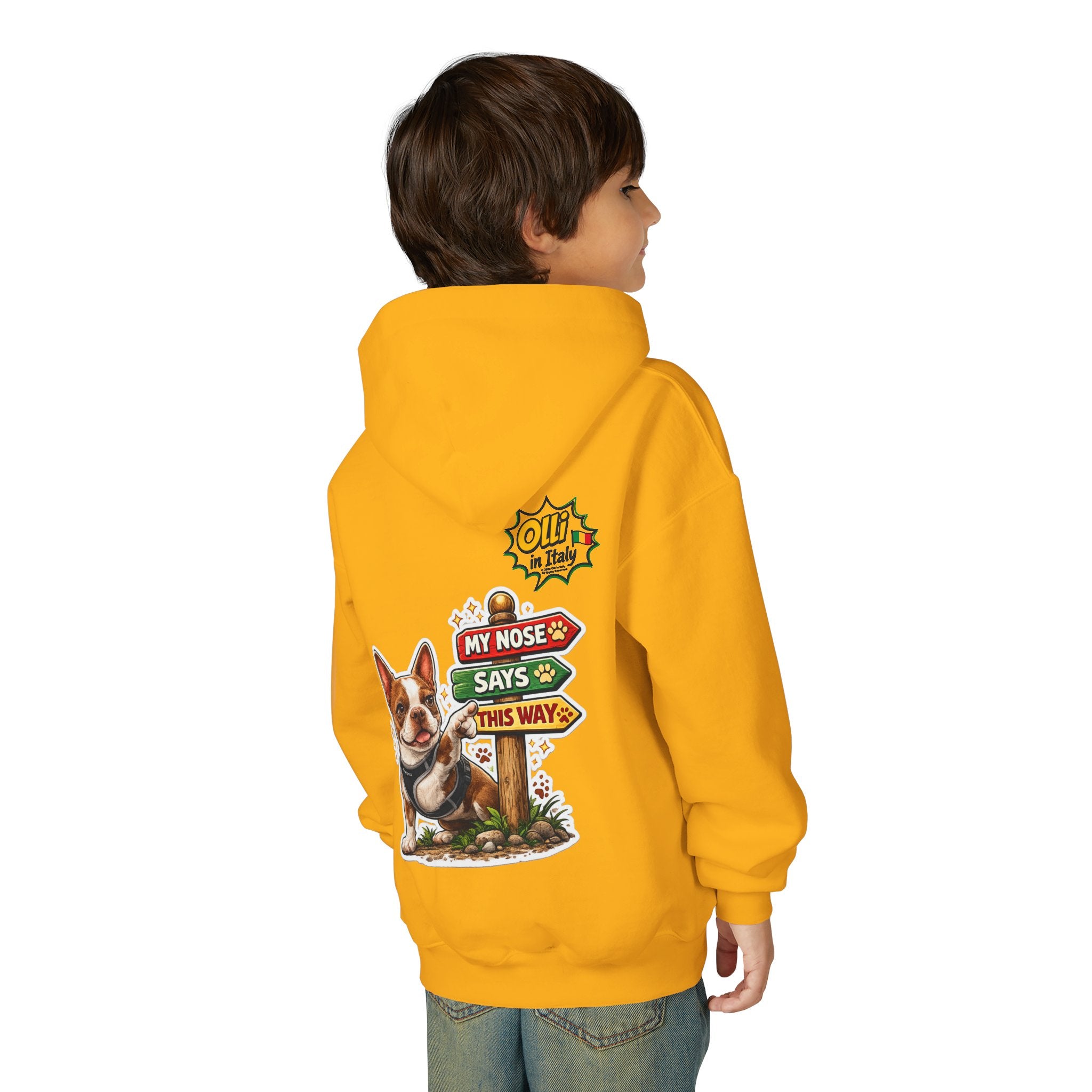 Olli the Boston Terrier Pizza Adventure Hoodie | My Nose Says This Way sweatshirt