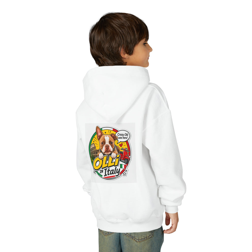 Youth Hoodie — Olli in Italy Pizza Dog Graphic Sweatshirt