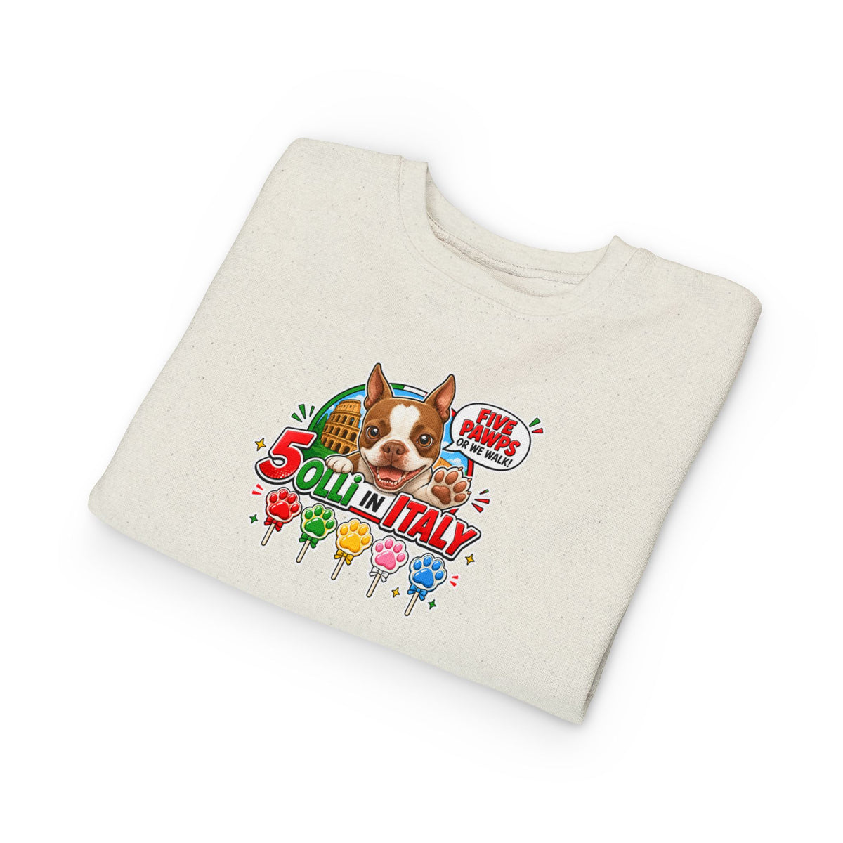 Toddler Sweatshirt - "Olli in Italy" Cute Puppy Travel Crewneck
