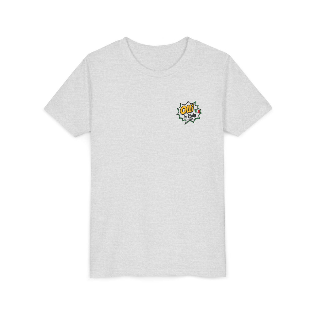Kids' Pizza Olli the Boston Terrier Tee — "Saved by Grace" Funny Italian Pizza Youth Shirt