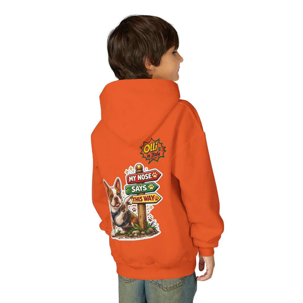 Olli the Boston Terrier Pizza Adventure Hoodie | My Nose Says This Way sweatshirt