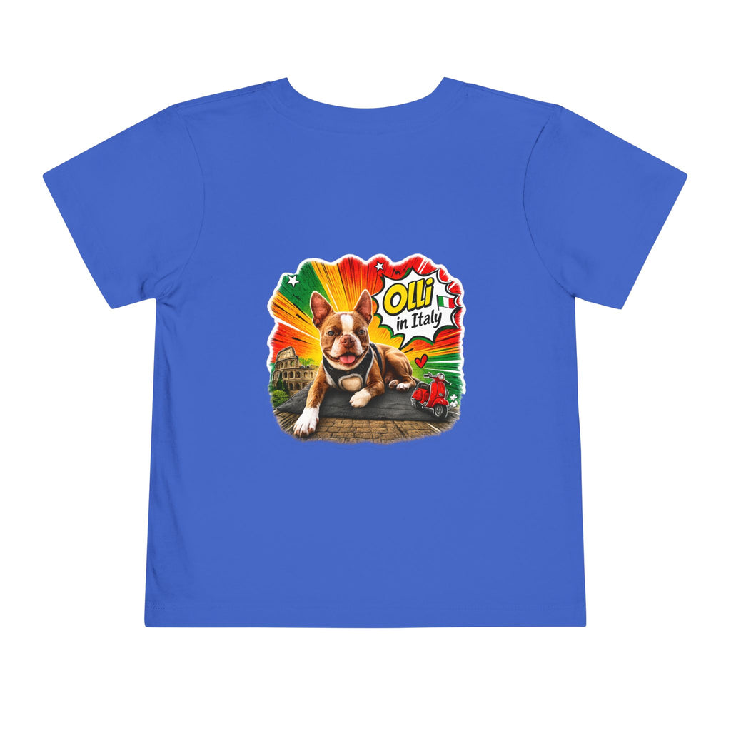 Toddler Tee — Cute Olli the Boston Terrier in Italy "I Came, I Sniffed, I Judged" Graphic