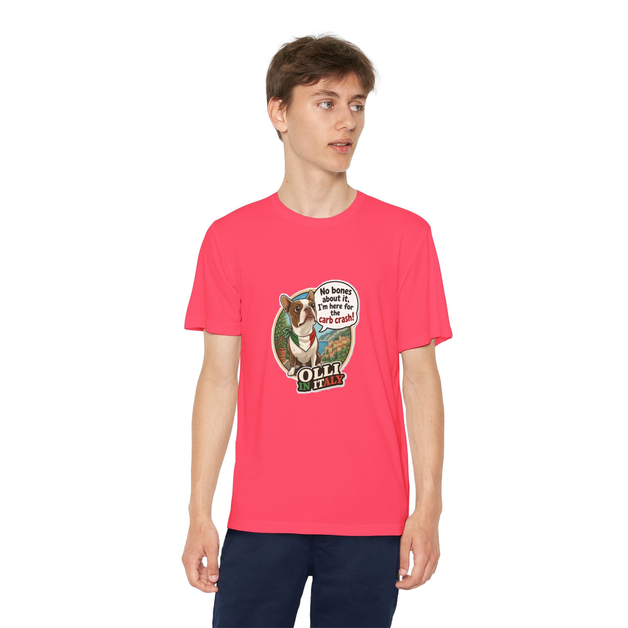 Youth Competitor Tee - 'Ollie the Boston Terrier' Funny Kids Racing Shirt