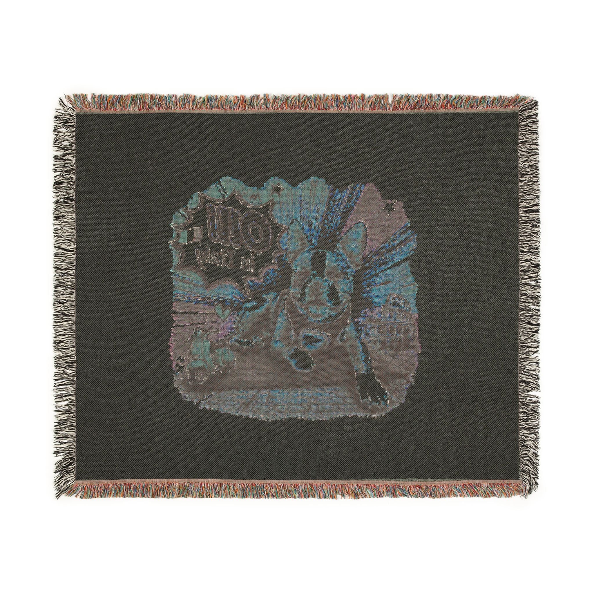 Olli in Italy dog illustration Woven Blanket | travel retro pet throw