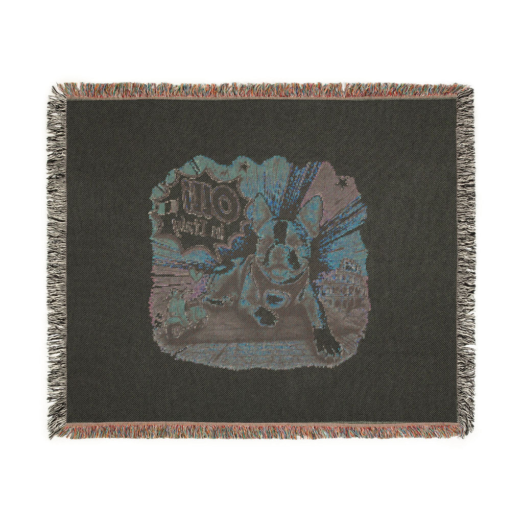 Olli in Italy dog illustration Woven Blanket | travel retro pet throw