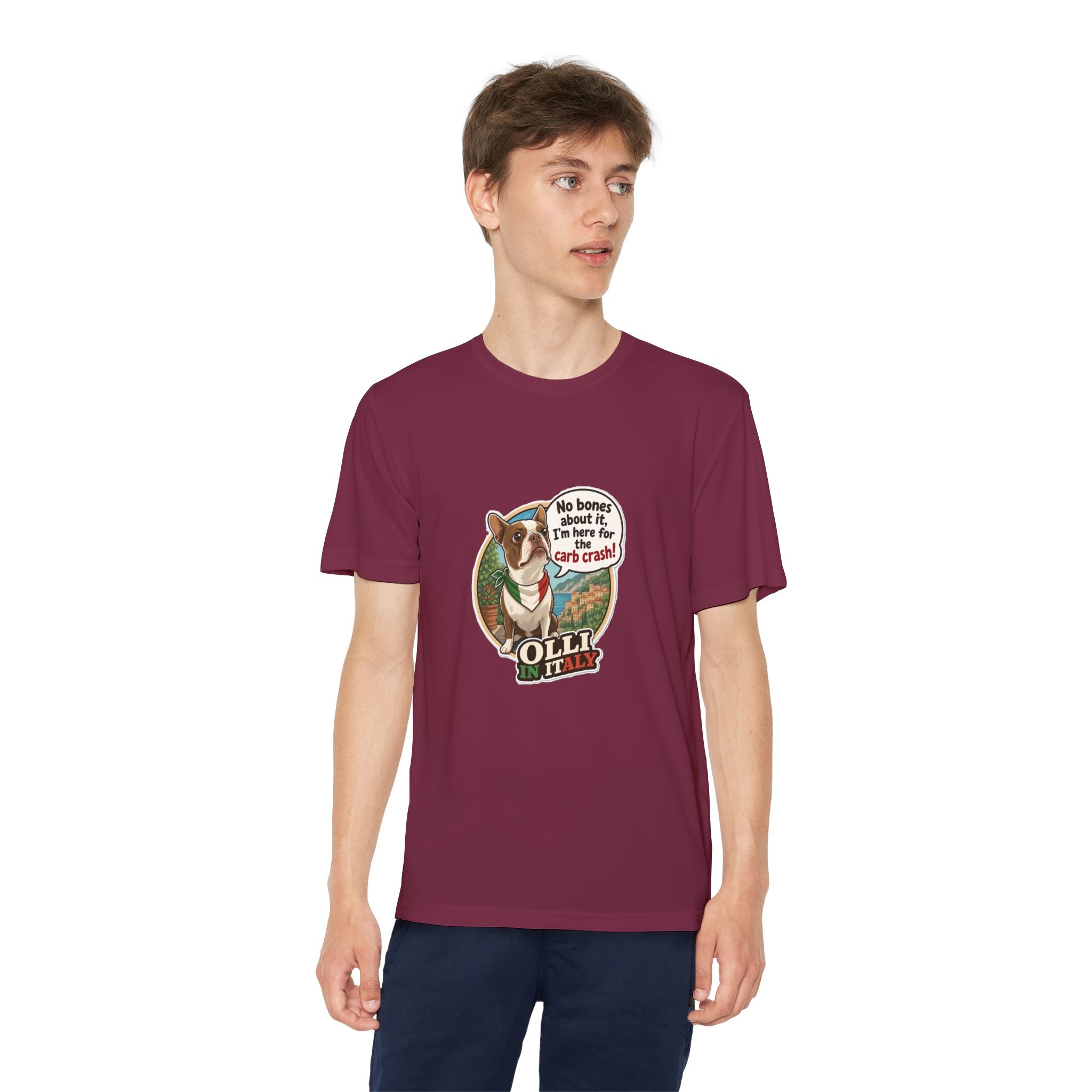 Youth Competitor Tee - 'Ollie the Boston Terrier' Funny Kids Racing Shirt