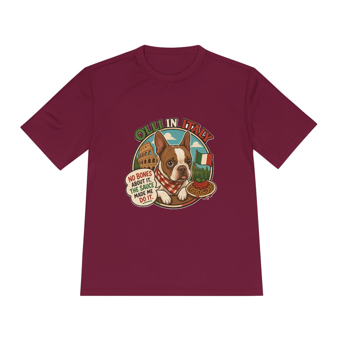 Olli In Italy Boston Terrier Pasta Graphic Performance Tee