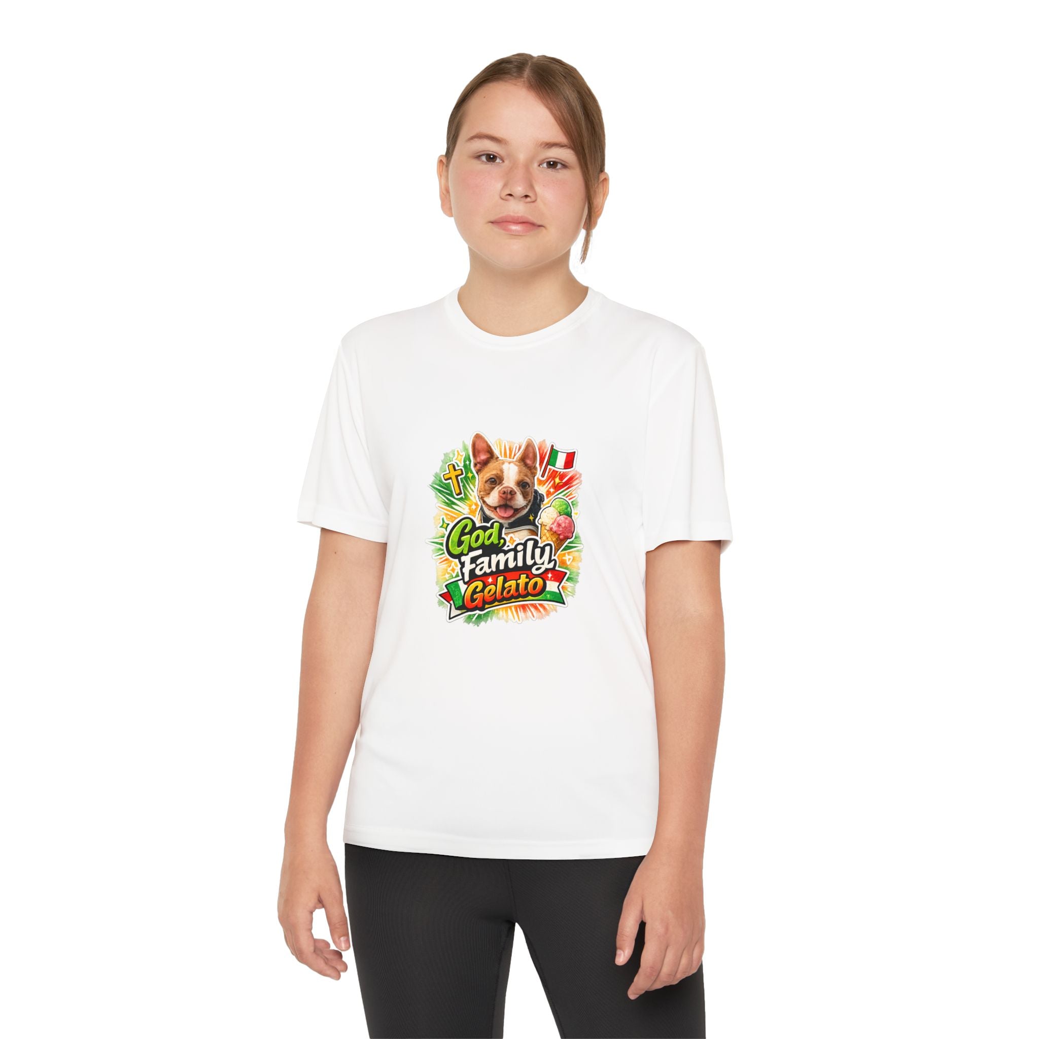 Youth Graphic Tee — 'God, Family, Gelato' Dog Logo