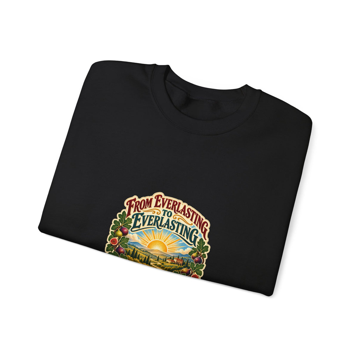 Crewneck Sweatshirt - 'From Everlasting to Everlasting' Vintage Floral Inspirational Design
