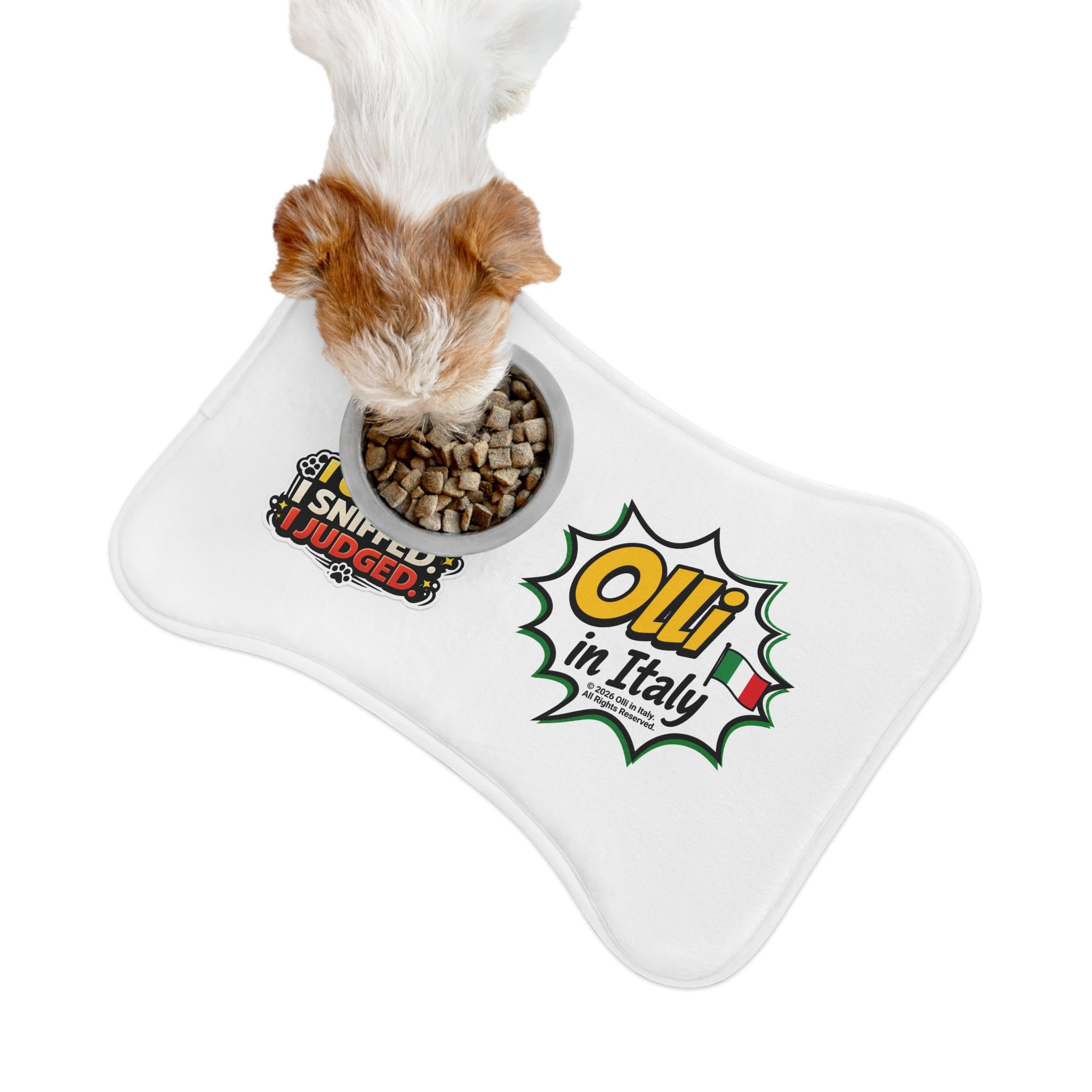 I Came Sniffed Judged Pet Feeding Mat | Olli in Italy Paw Print Design