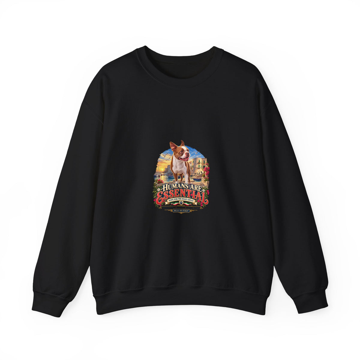 Essential Humans Crewneck Sweatshirt — Vintage Scenic 'Humans Are Essential' Design