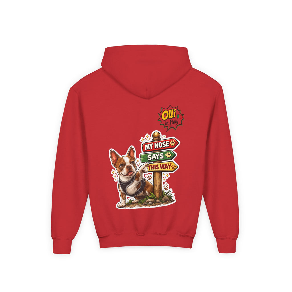 Olli the Boston Terrier Pizza Adventure Hoodie | My Nose Says This Way sweatshirt