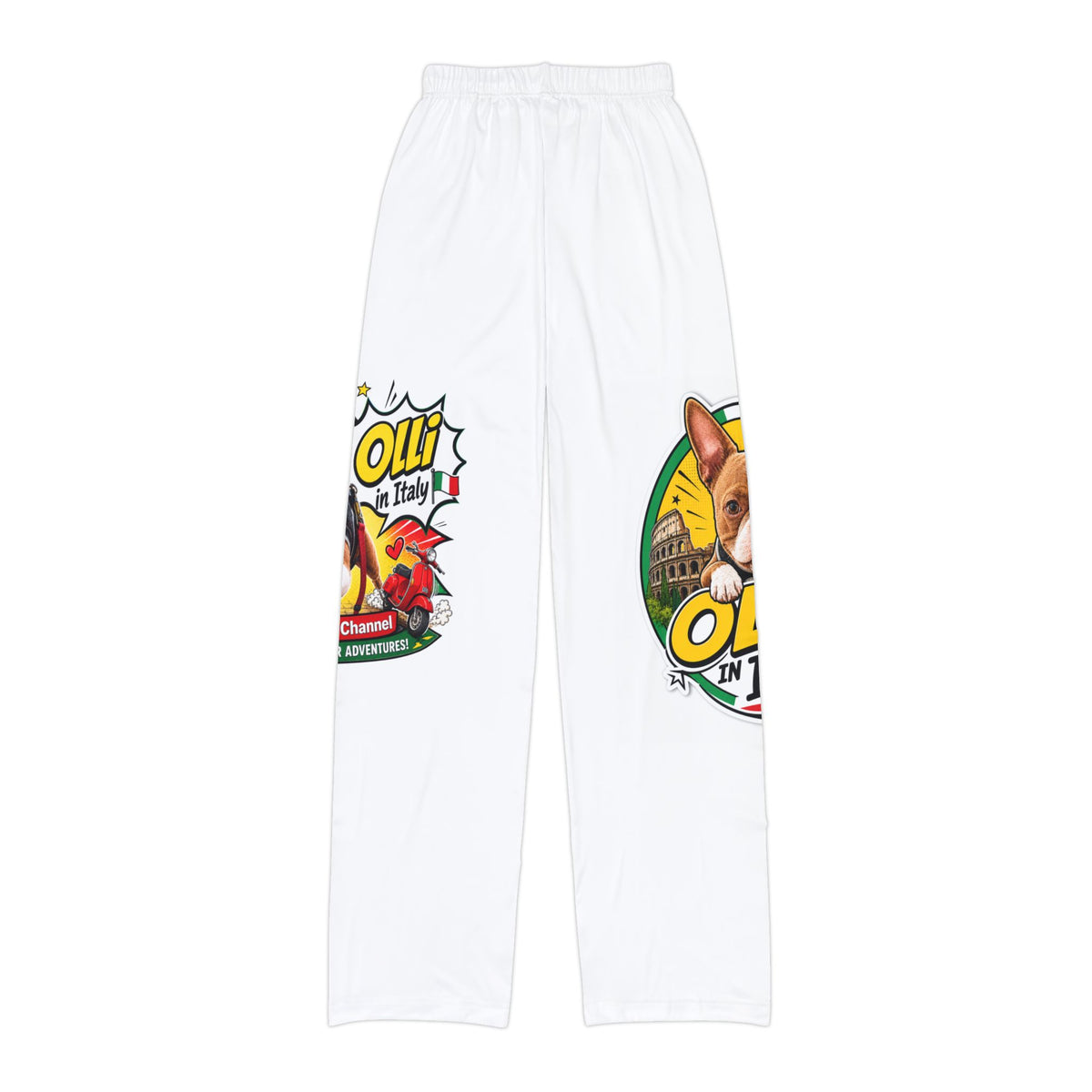 Kids Lounge Pants — Cute Olli the Boston Terrier Graphic All-Over Print
