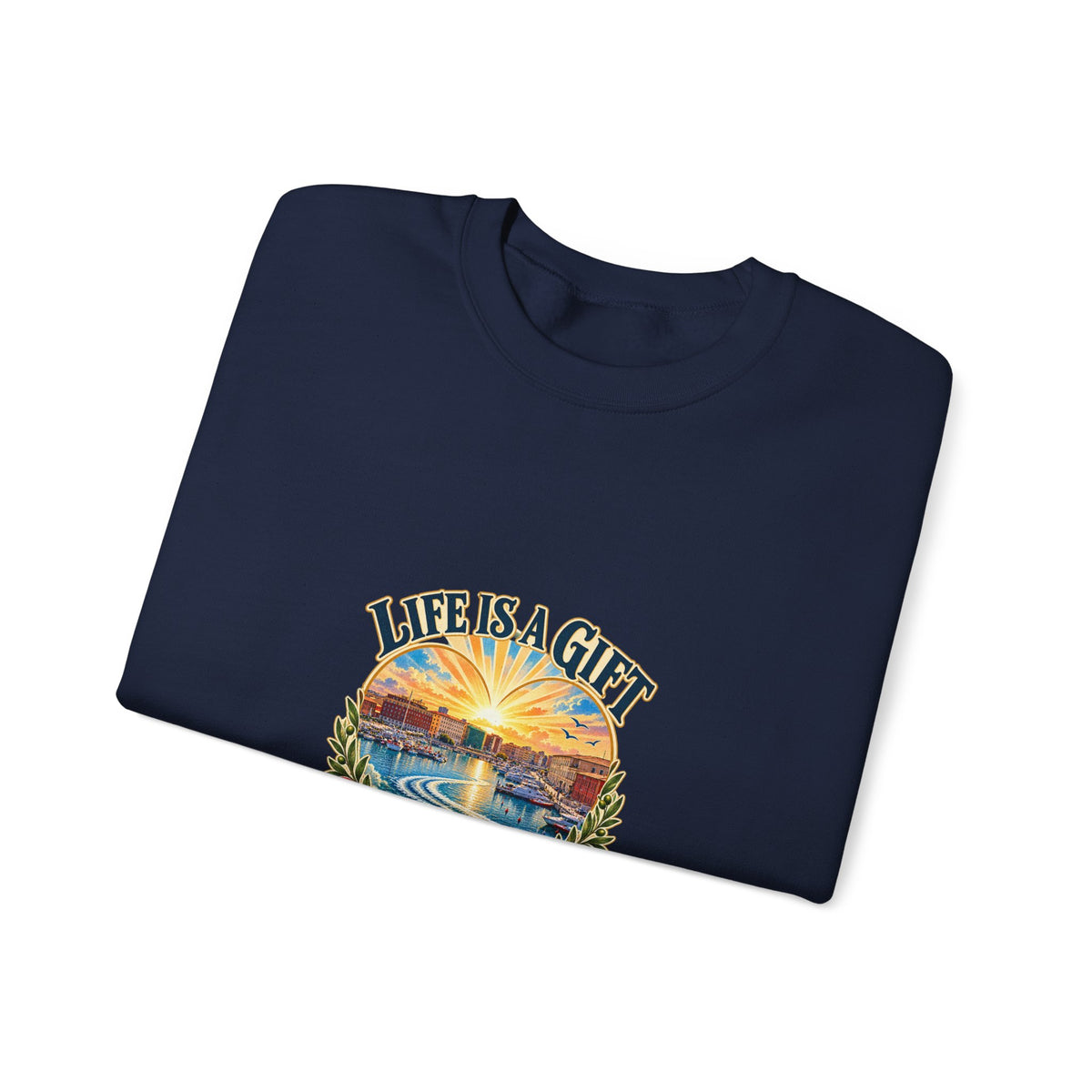 Life Is a Gift Crewneck Sweatshirt – 'Live It Generously' Graphic