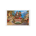 Personalized Holiday Outdoor Rug — Boston Terrier Coastal Italian Christmas Welcome Mat (Custom Family Name)