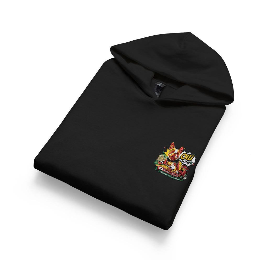 Olli the Boston Terrier Kids Hoodie with Colorful Confetti Pocket Print