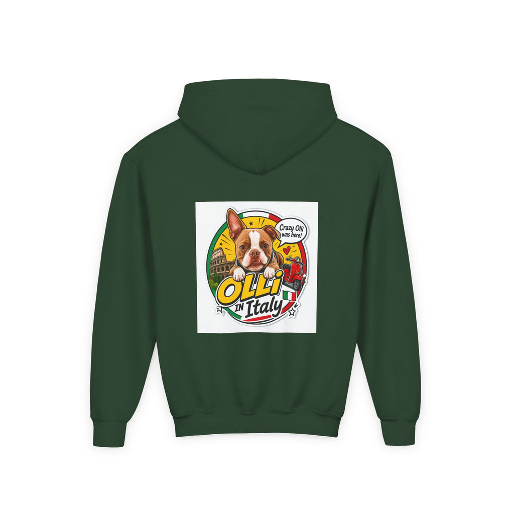 Youth Hoodie — Olli in Italy Pizza Dog Graphic Sweatshirt