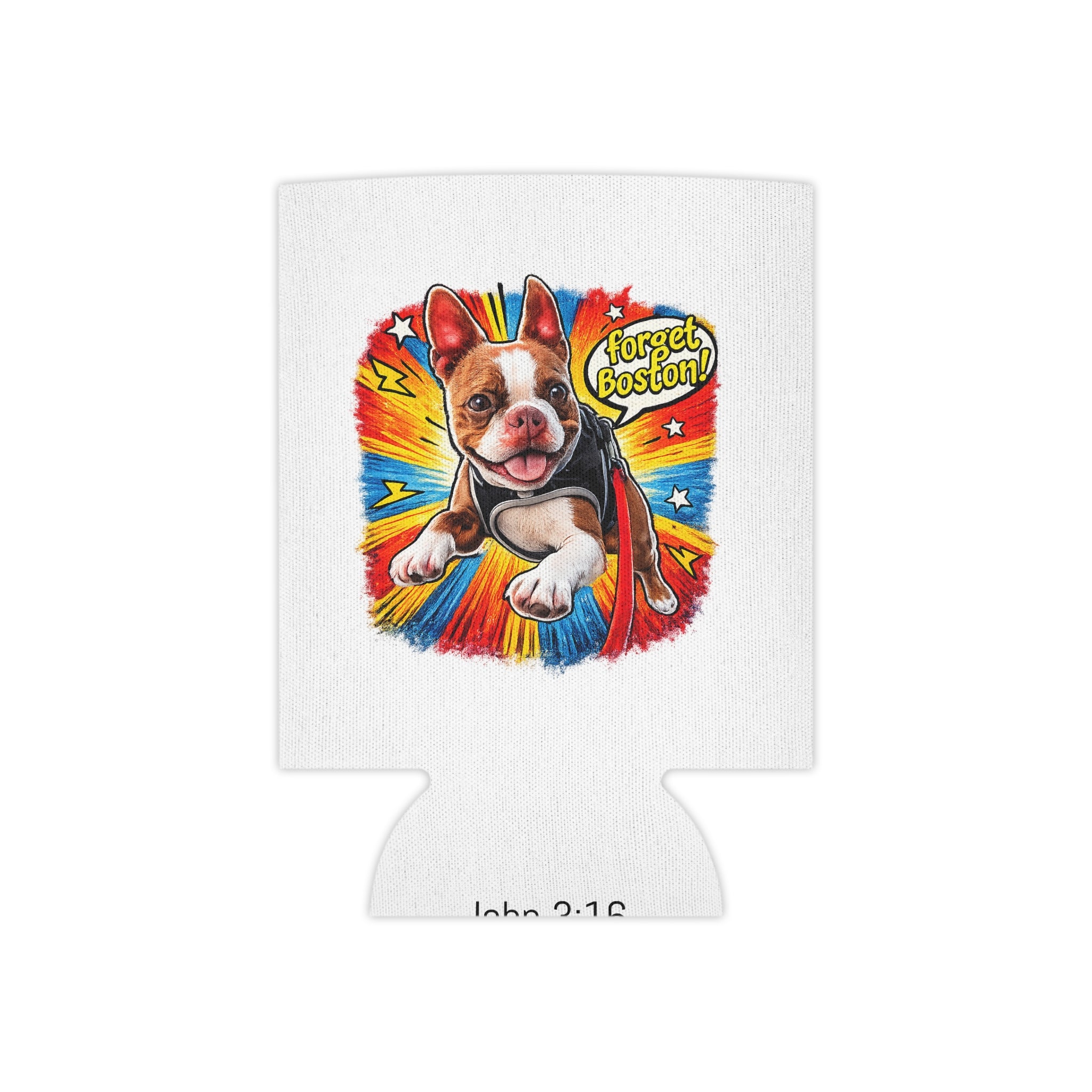 Boston Terrier Cartoon Can Cooler | Funny Dog Illustration, Comic Style