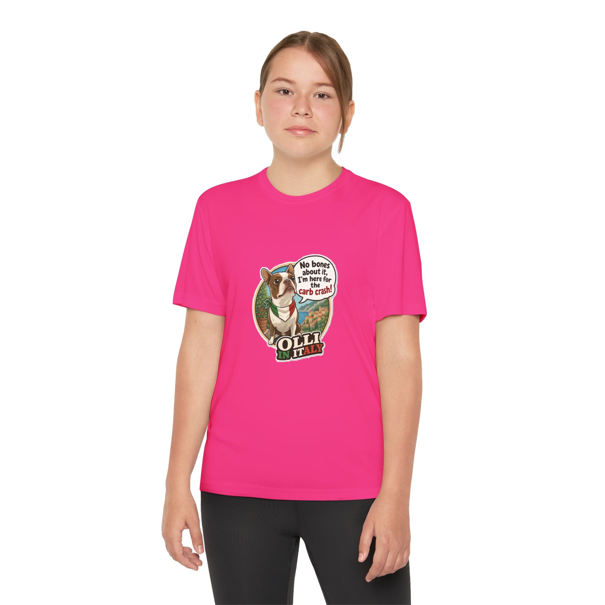Youth Competitor Tee - 'Ollie the Boston Terrier' Funny Kids Racing Shirt