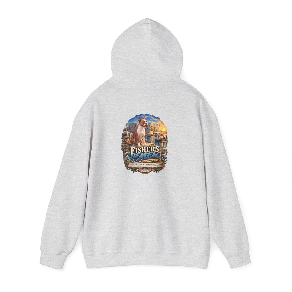 Fishers Indiana Hoodie — Vintage Lakeside Harbor Illustration