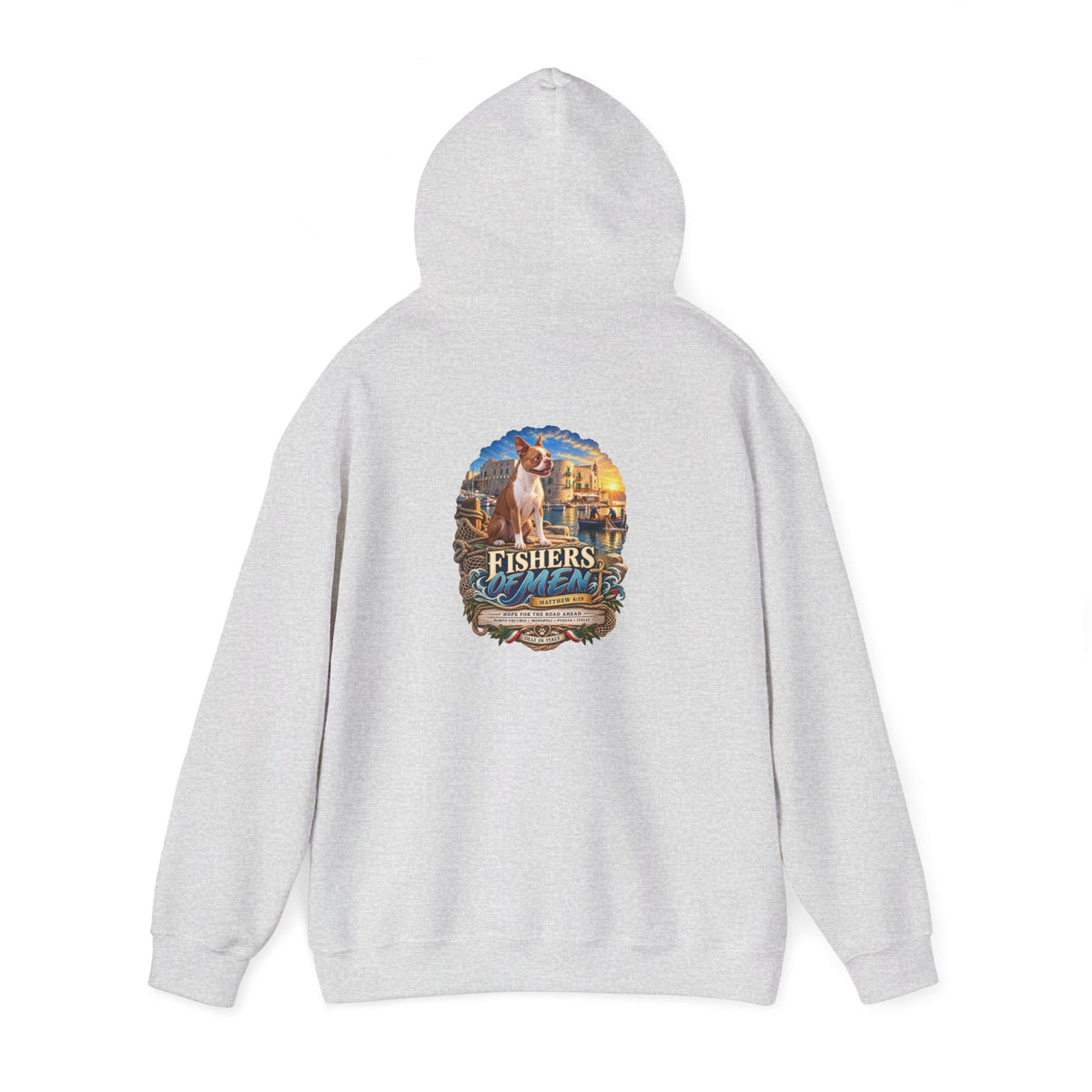 Fishers Indiana Hoodie — Vintage Lakeside Harbor Illustration