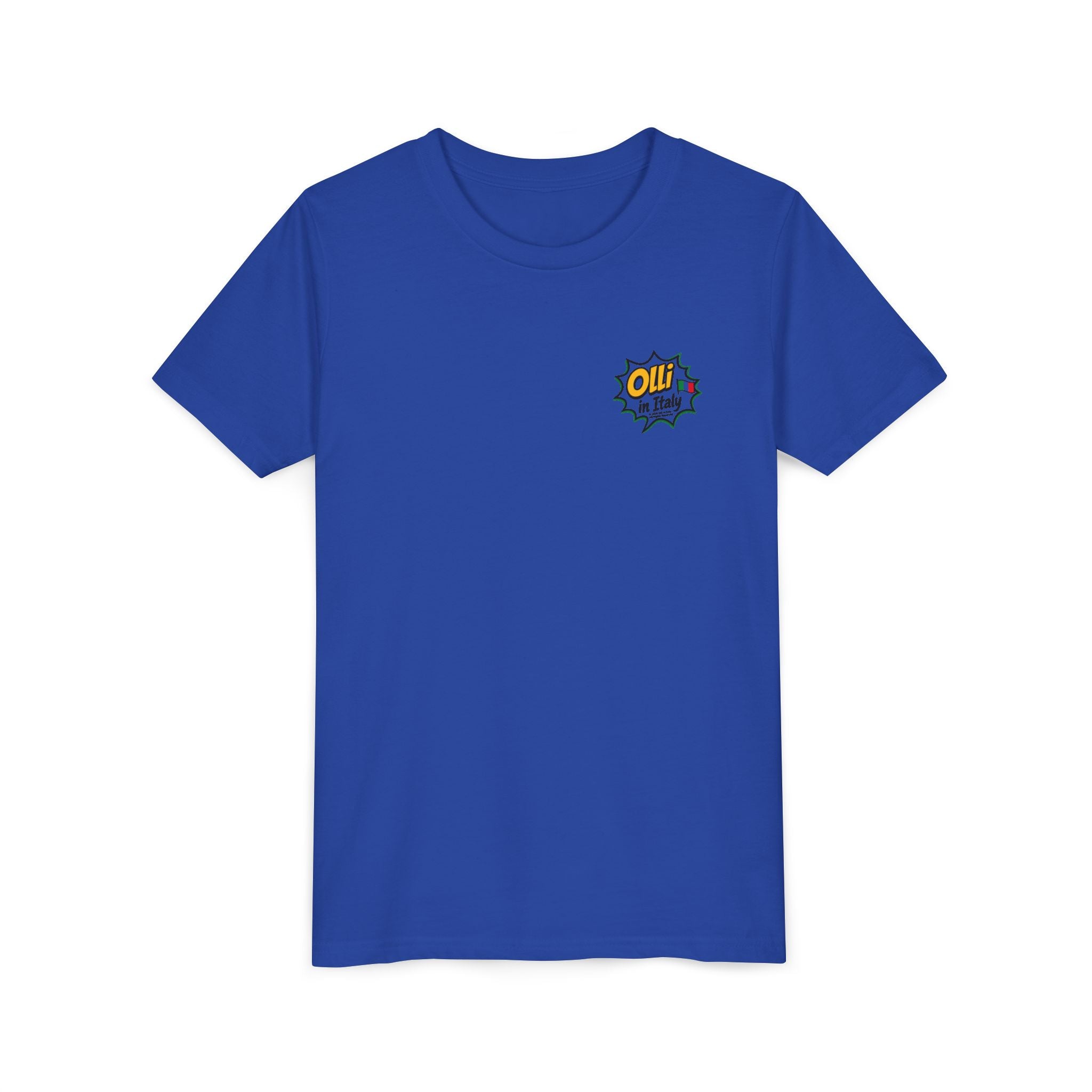 Kids' Pizza Olli the Boston Terrier in Italy Tee — "Saved by Grace" Funny Italian Pizza Youth Shirt